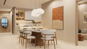 Render of the dining area at Costanera Aqua, Panama City, Panama