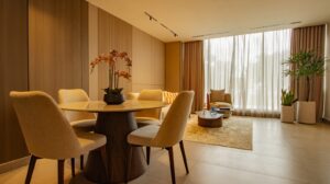 Dining area in the model apartment at Seaside, Panama City, Panama