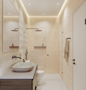 Render of the bathroom at Costanera Aqua, Panama City, Panama