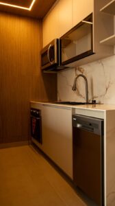 Kitchen in the model apartment at Seaside, Panama City, Panama