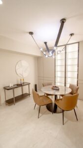 Dining area in the model apartment at Aurum, Panama City, Panama