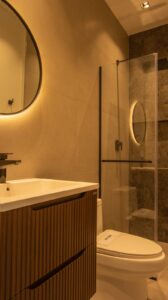 Bathroom in the model apartment at Seaside, Panama City, Panama