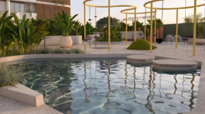 Render of the swimming pool at Selvatica, Panama City, Panama