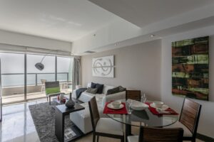 Living dining area, apartment for rent in TOC, Panama City, Panama