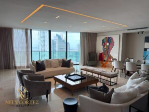 Living room city view, apartment for sale in Allure, Panama City, Panama